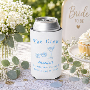 Bachelorette Weekend Party Crew Beach Blue Can Cooler