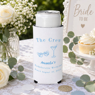 Bachelorette Weekend Party Crew Beach Blue Seltzer Can Cooler