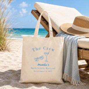 Bachelorette Weekend Party Crew Blue Beach Tote Bag