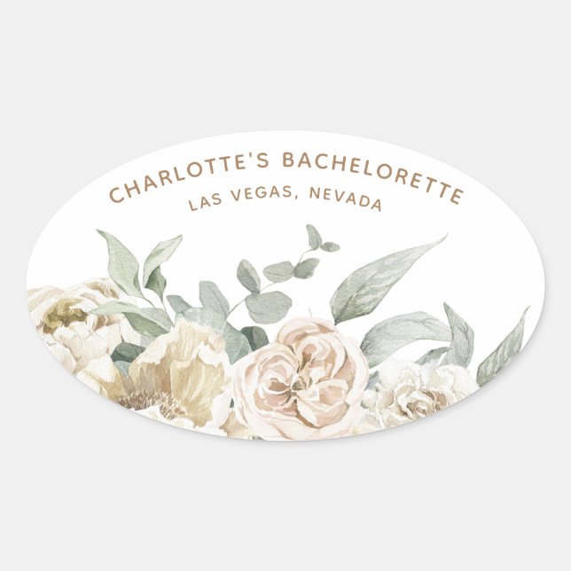 Bachelorette Weekend Party Favor Personalised Gift Oval Sticker (Front)