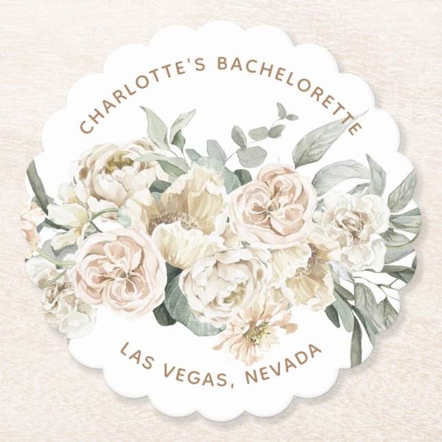 Bachelorette Weekend Party Favor Personalised Gift Paper Coaster (Front)