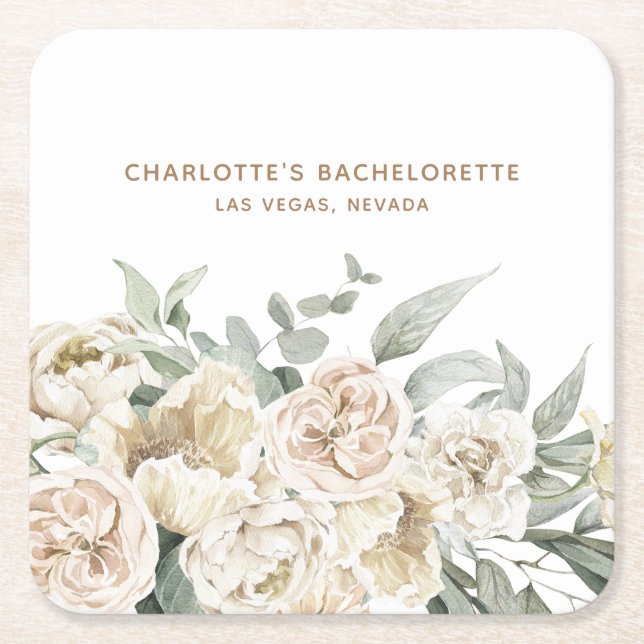Bachelorette Weekend Party Favor Personalised Gift Square Paper Coaster (Front)