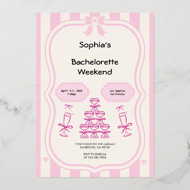 Bachelorette Weekend Party Pink invitation (Front)