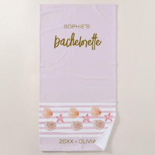 Bachelorette weekend pink tropical personalised beach towel
