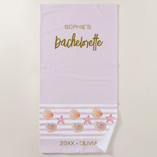 Bachelorette weekend pink tropical personalised beach towel