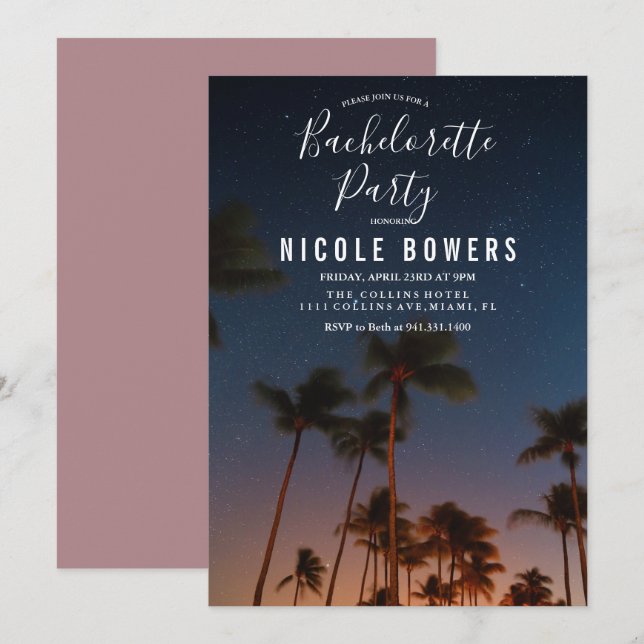 Bachelorette Weekend Tropical Invitation (Front/Back)
