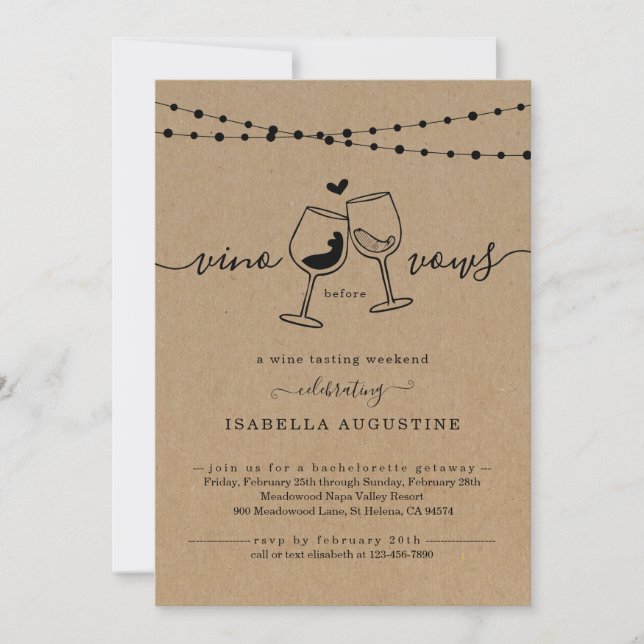 Bachelorette Wine Tasting Weekend Itinerary Invita Invitation (Front)