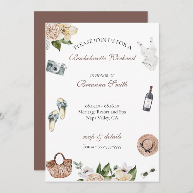 Bachelorette Winery Weekend Invitation (Front/Back)