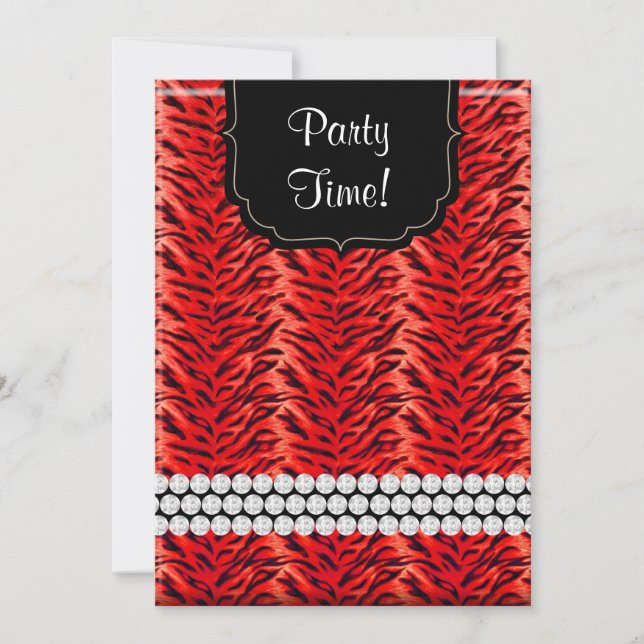 Bachelorette Zebra Purse Party Invite Red (Front)