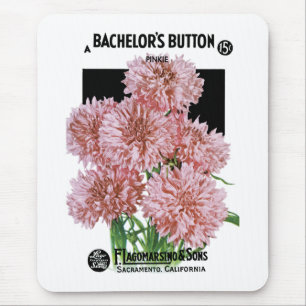 Bachelor's Button Seed Packet Label Mouse Mat
