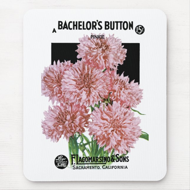 Bachelor's Button Seed Packet Label Mouse Mat (Front)
