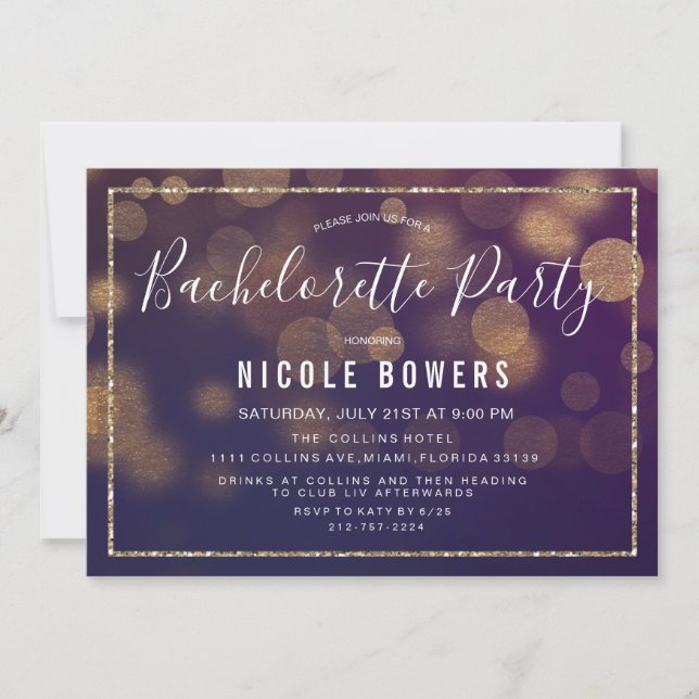 Bachelortte Party Lights Invitation (Front)