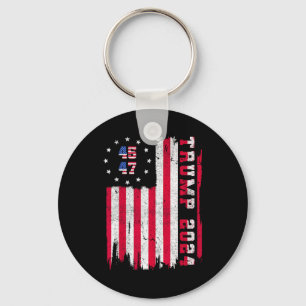 Back) 45 47 Trump 2024 American Flag  Key Ring