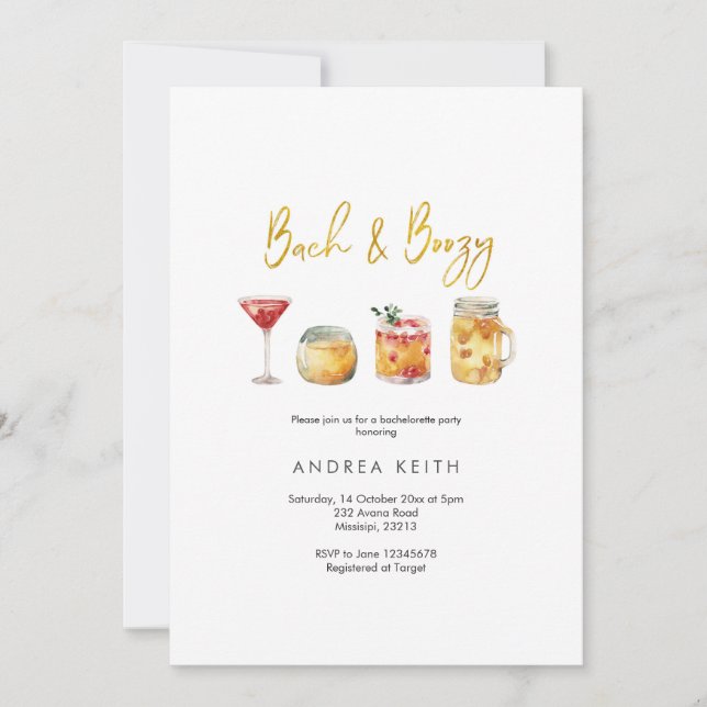 Back and Boozy Bachelorette Weekend Itinerary Invitation (Front)