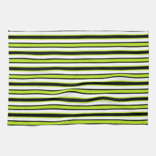 Back and Forth Black and Lime Green Tea Towel