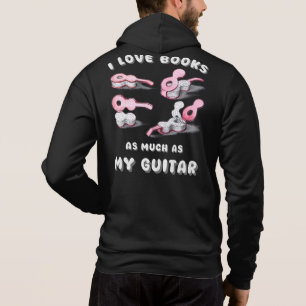 Back And Front Printed Men’s Love Books Guitar Hoodie