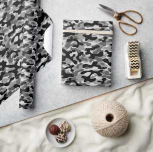 Back And Grey Camouflage  Wrapping Paper