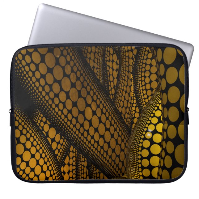Back and yellow pattern laptop sleeve (Front)