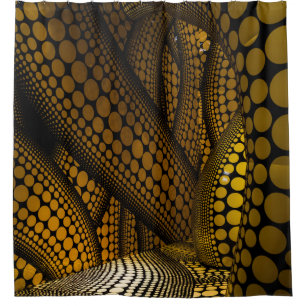 Back and yellow pattern shower curtain