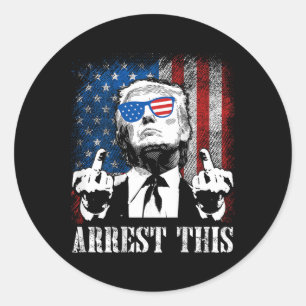 Back) Arrest This Trump 2024 Us American Flag  Classic Round Sticker