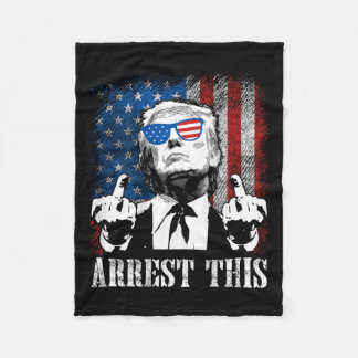 Back) Arrest This Trump 2024 Us American Flag Fleece Blanket
