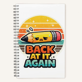 Back At It Again Funny Pencil School Design Notebook