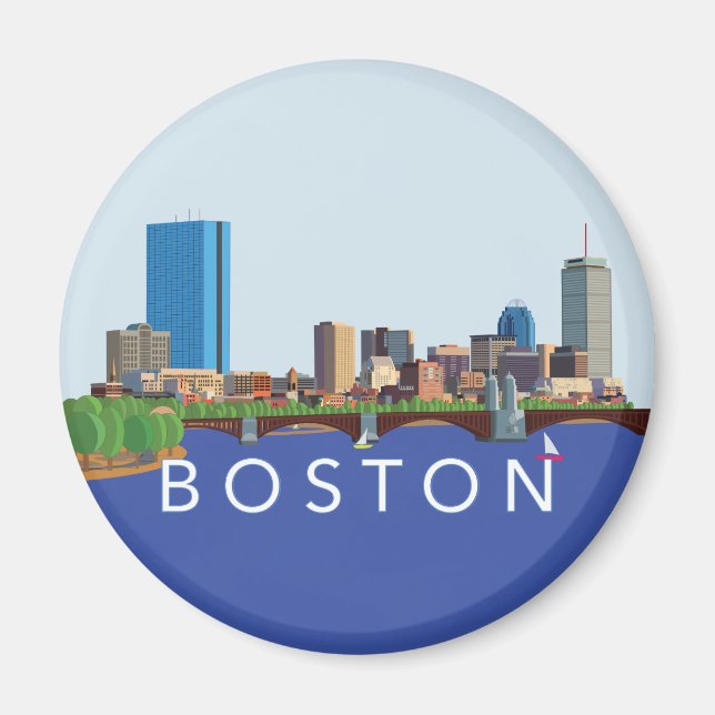 Back Bay Boston Skyline Computer Illustration Magnet (Front)