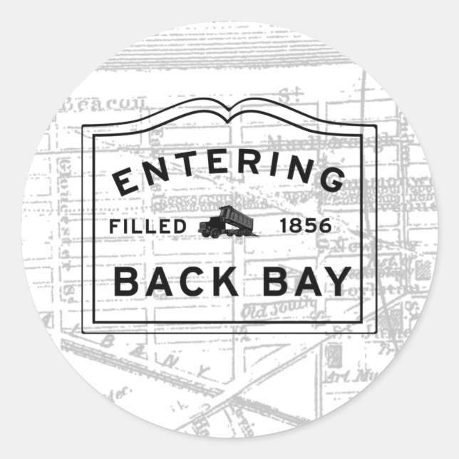 Back Bay Filled Classic Round Sticker (Front)