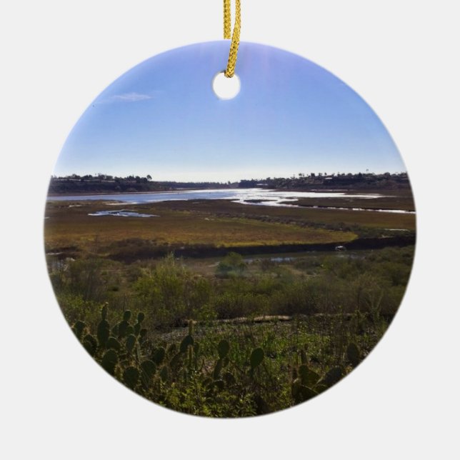 Back Bay, Newport Beach, California Ceramic Tree Decoration (Front)