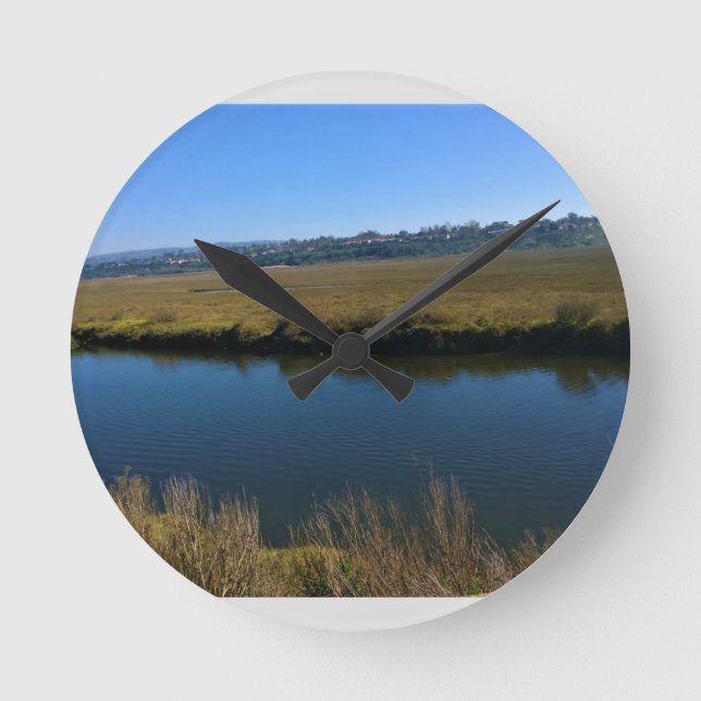 Back Bay, Newport Beach, California Round Clock (Front)
