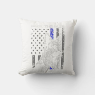 back  blue thin blue line flag k-9 german shepherd cushion