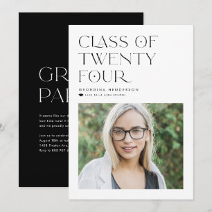 Back Class of 2024 Modern Minimalist Graduation Invitation
