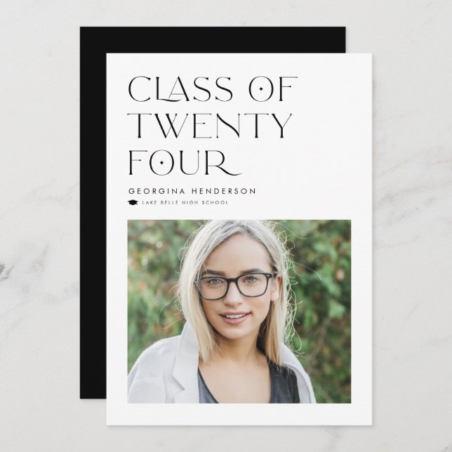 Back Class of 2024 Modern Minimalist Graduation Invitation (Front/Back)