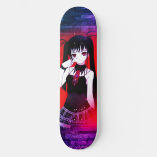 Back colour anime girl skateboard