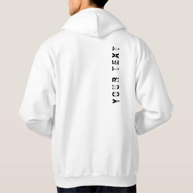 Back Design Your Text Template Men's White Modern Hoodie (Back)
