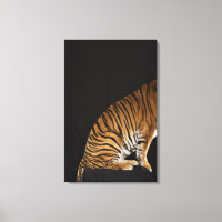 Back end of tiger sitting on platform