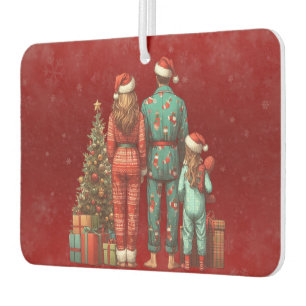 Back Facing Family of Three In Christmas PJ's Car Air Freshener