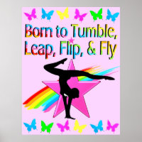 BACK FLIPPING GYMNASTICS GIRL RAINBOW DESIGN