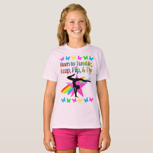 BACK FLIPPING GYMNASTICS GIRL RAINBOW DESIGN T-Shirt