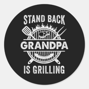 Back Grandpa Is Grilling Funny Bbq Fathers Day Classic Round Sticker
