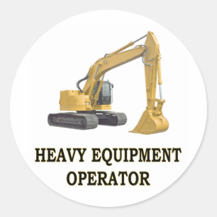 BACK HOE CLASSIC ROUND STICKER