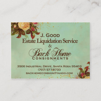 Back Home Consignments Custom Business Card