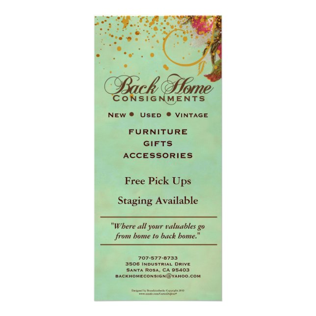 Back Home Consignments Custom Rack Cards (Back)