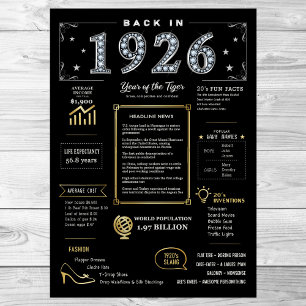 Back In 1926 Printable Poster, 1926 Birthday Sign