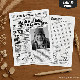 Back in 1950 Birthday Newspaper with Custom Photo  Holiday Card