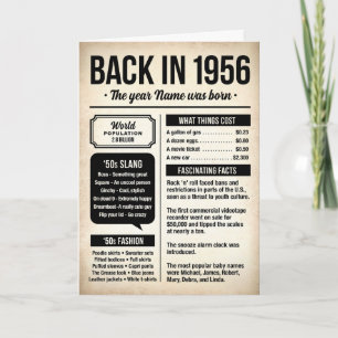 Back in 1956, 70th Birthday Card, Custom Name Card