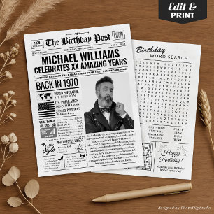 Back in 1970 Birthday Newspaper with Custom Photo Holiday Card