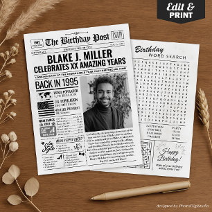 Back in 1995 Birthday Newspaper with Custom Photo  Holiday Card