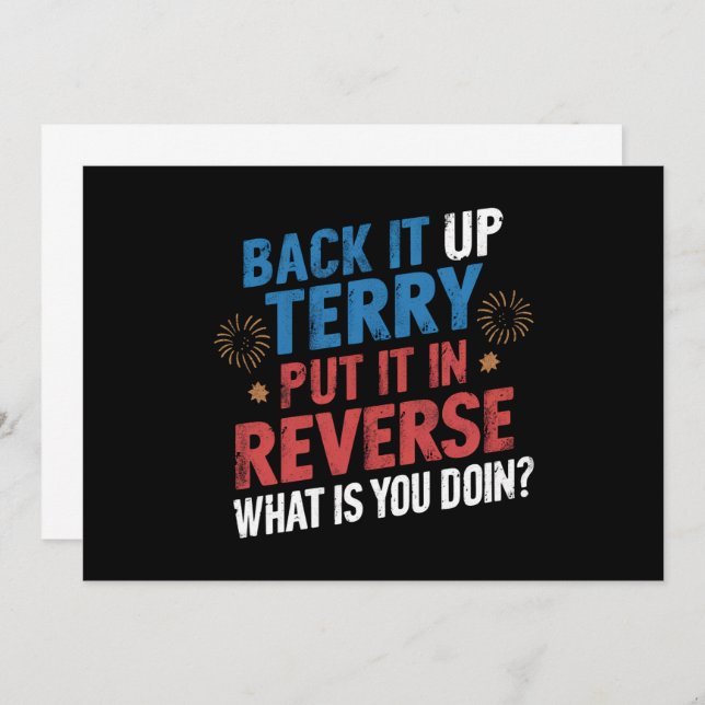 Back It Up Terry Put It In Reverse Fireworks  Invitation (Front/Back)