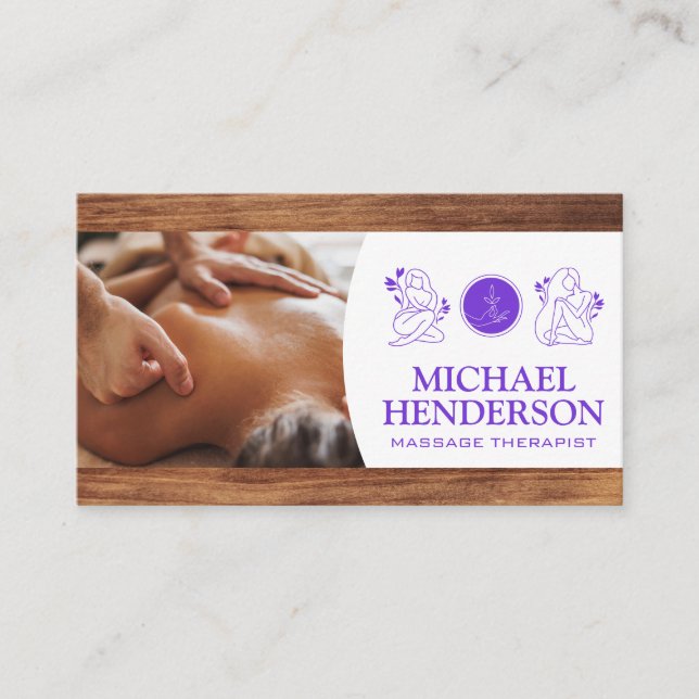 Back Massage | Beauty Health Care | Wood Business Card (Front)